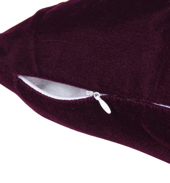 Premium Wine Velvet Pillowcase Cushion Cover with Zipper Closure For Home Decor