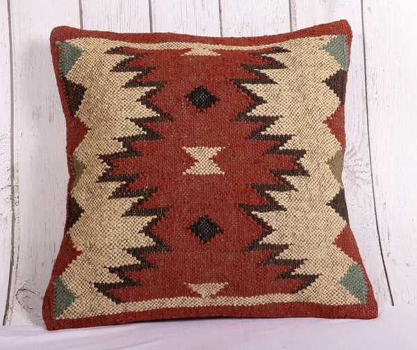 Indian Jute Wool Kilim Cushion Cover Vintage Look Your Home Pillow cover throw
