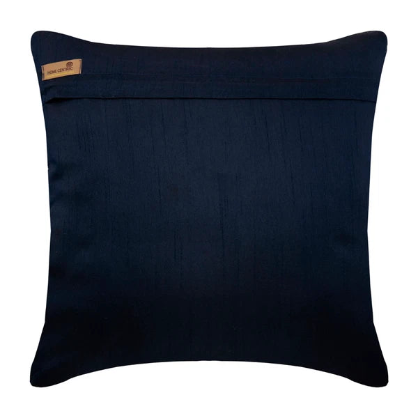Couch Pillow Cover Blue 16"x16", Bed Decor Silk Sea Creatures - Navy Corals