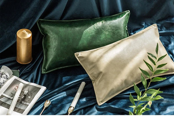 Faux Leather Throw Pillow Case Square Luxury Cushion Covers Bar Sofa Home Decor