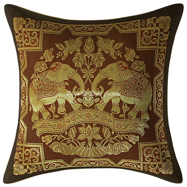 Indian Sofa Cushion Cover Handmade Brocade Silk Pillow Case Cover Throw 12 X 12"