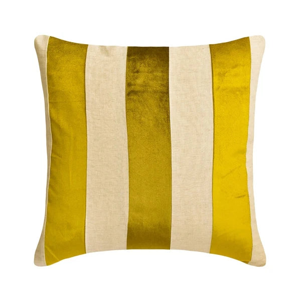 Couch Pillow Cover Green 16"x16", Bed Decor Velvet - Velvet Band Chartreuse