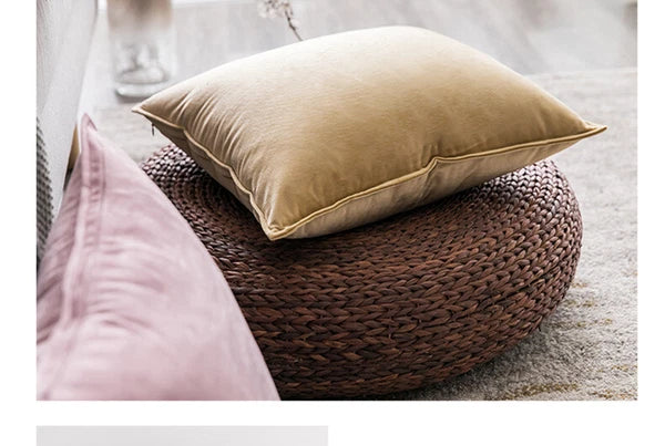 New 18" 20" 24" Velvet Piped Solid Cushion Cover Pillow Case Home Sofa Bed Decor