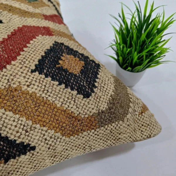 Indian Jute Wool Kilim Cushion Cover Vintage Look Your Home Pillow cover throw