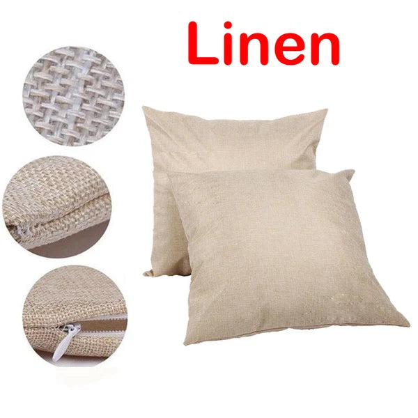 20" x 20" Linen Blank Sublimation Pillow Case Cushion Cover Home Car Sofa Decor