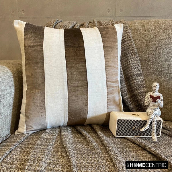 Square Couch Pillow Cover Brown 16"x16", Bed Decor velvet - Velvet Band Choco