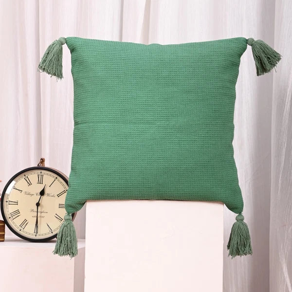 Solid Cushion Cover Cotton Pillowcase Home Sofa Bed Decor Pillows with Tassels