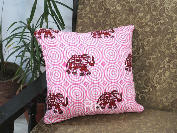 Pair Set Quilted Pillow Cover Case Couch Elephant Print Cushion Cover Home Decor