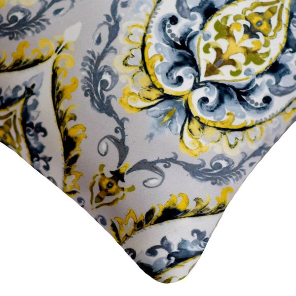 Square Sofa Pillow Cover Grey 16"x16", Bed Decor Satin Fabric - Fiery Damask