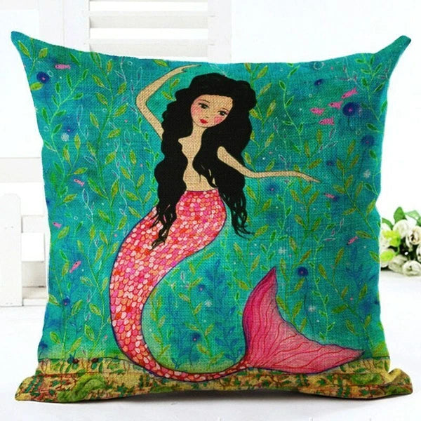 RUBYLOVE Mermaid Pattern Pillow Cushion Cover Car Home Decoration Sofa Bed