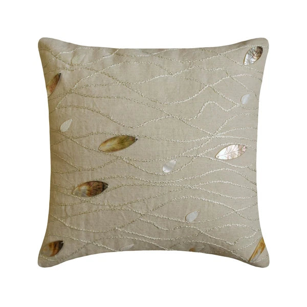 Sofa Pillow Case Beige 16"x16", Bed Decor Cotton Fabric - Vintage Season