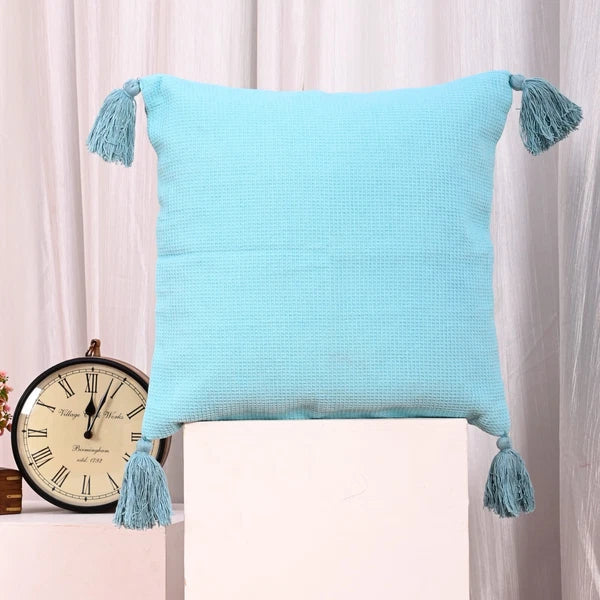 Solid Cushion Cover Cotton Pillowcase Home Sofa Bed Decor Pillows with Tassels