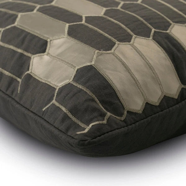 Square Sofa Pillow Case Grey 16"x16", Bed Decor Linen Geometric - GreyHeist