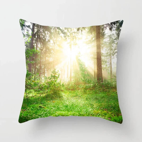 Forest Sunshine Scenery Printed Pillowcase Living Room Sofa Bed Home Decoration