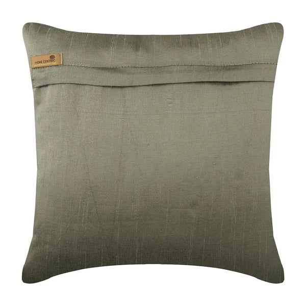 Square Sofa Pillow Cover Silver 16"x16", Bed Decor Silk Fabric - Silver Duex