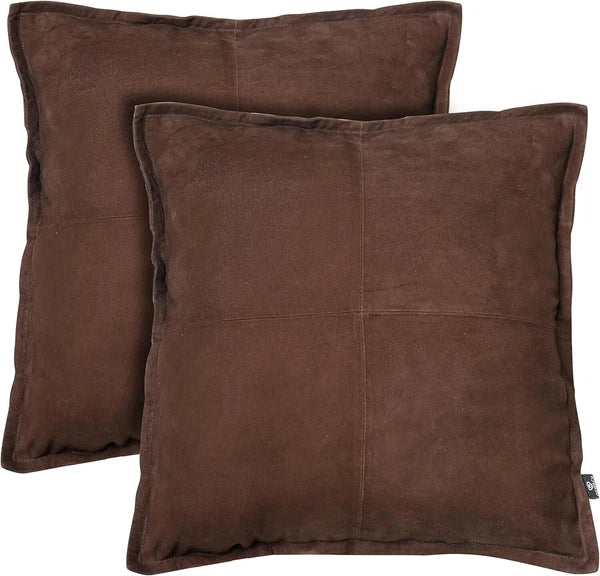 Natural lambskin leather Mid Brown Box pillowcase Sofa Cushion & Living&Bed Room
