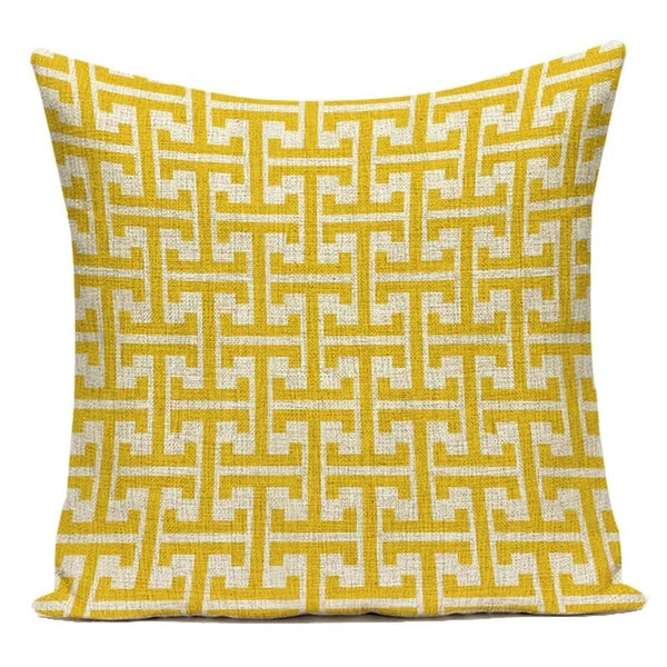 Geometry Cushion Cover Yellow Black Letter Modern Simple Pillowcase for Sofa Bed