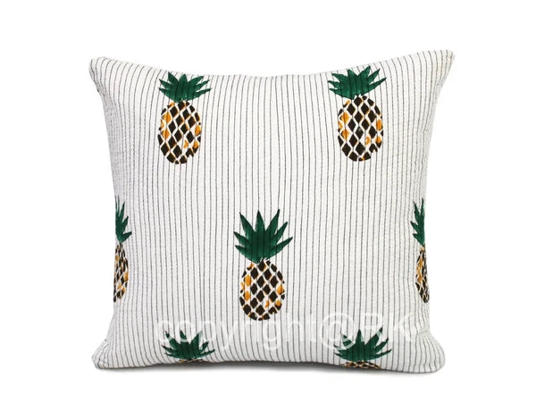 Quilted Pillow 2PC Set Pineapple Printed Pillow Cover Case Couch Cushion Cover