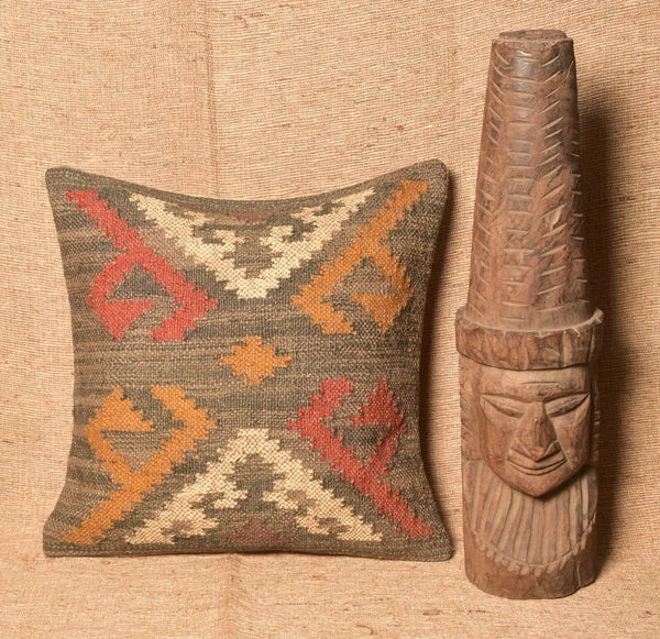 Indian Jute Wool Kilim Cushion Cover Vintage Look Your Home Pillow cover throw