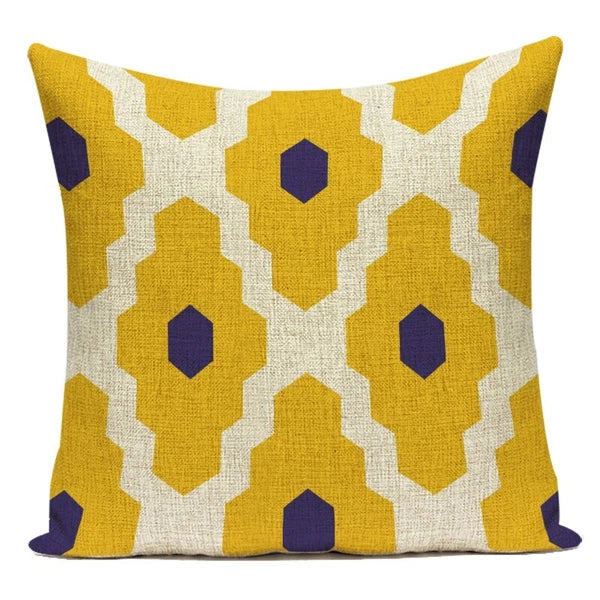 Geometry Cushion Cover Yellow Black Letter Modern Simple Pillowcase for Sofa Bed