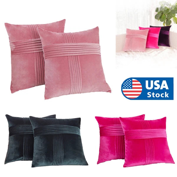 Throw Pillow Covers Set Of 2 Sofa Decor Velvet Cushion Cases 4 Sizes Multicolor