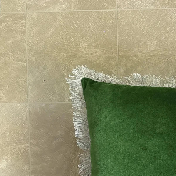 Handmade Velvet Fringe Pillow Cover – Cotton Cushion for Sofa, Bed, or Patio
