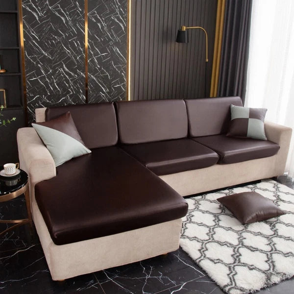 PU Leather Sofa Seat Cushion Covers Waterproof 1/2/3/4 Seater Stretch Slipcover