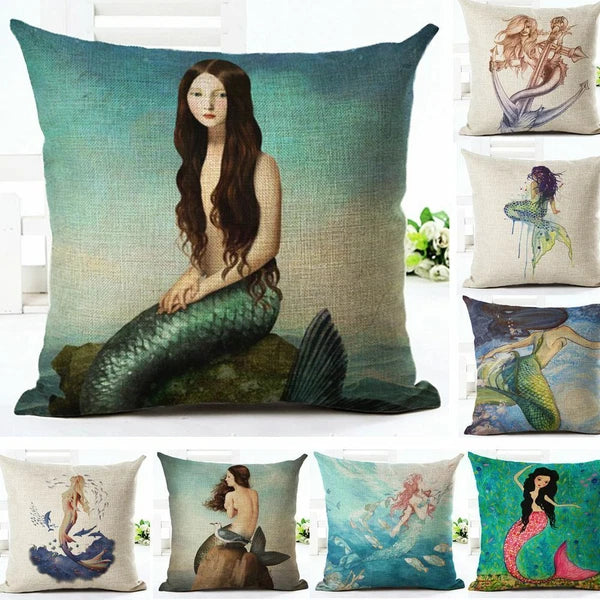 RUBYLOVE Mermaid Pattern Pillow Cushion Cover Car Home Decoration Sofa Bed