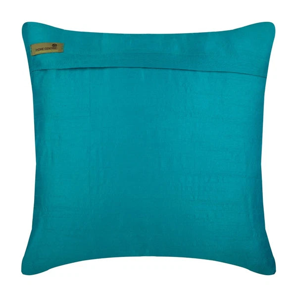 Sofa Pillow Cover Blue 16"x16", Bed Decor Silk Ombre Pintucks - Teal Waves