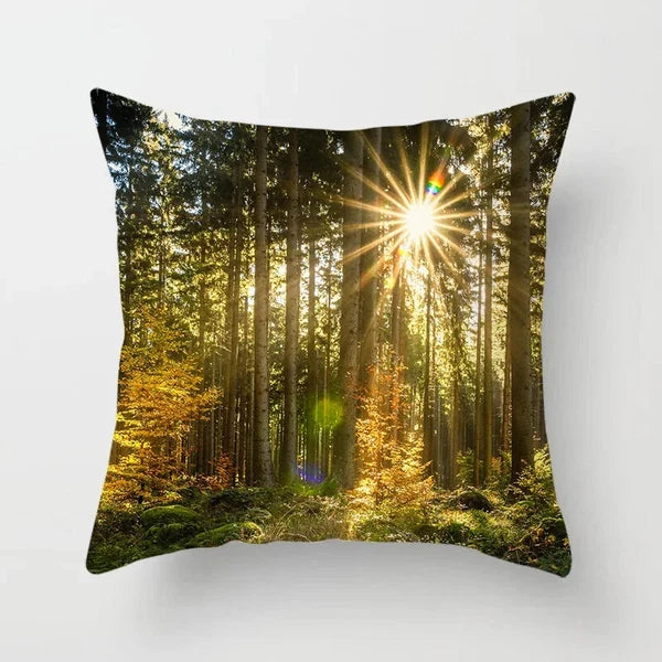 Forest Sunshine Scenery Printed Pillowcase Living Room Sofa Bed Home Decoration