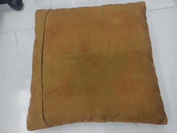Tan Brown Woven Lamb Suede Leather Cushion Cover, Sofa & Bed Throw Pillow Cover