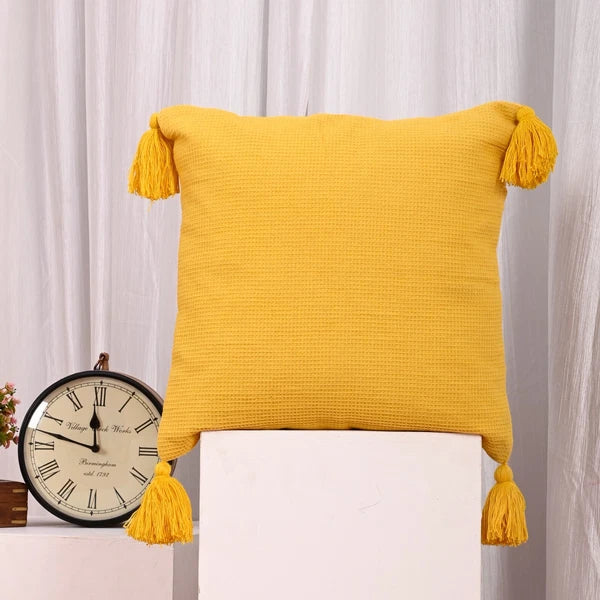 Solid Cushion Cover Cotton Pillowcase Home Sofa Bed Decor Pillows with Tassels