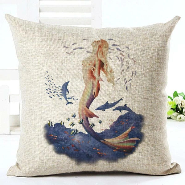 RUBYLOVE Mermaid Pattern Pillow Cushion Cover Car Home Decoration Sofa Bed