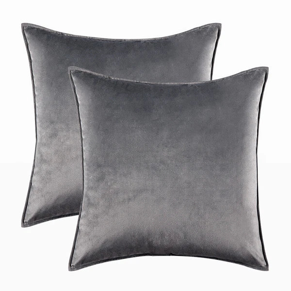 New 18" 20" 24" Velvet Piped Solid Cushion Cover Pillow Case Home Sofa Bed Decor