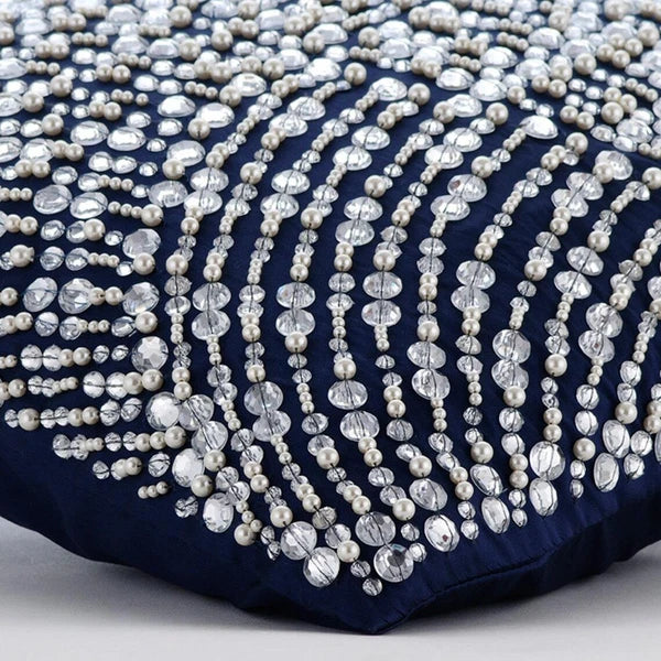 Sofa Cushion Case Blue 16"x16", Bed Decor Taffeta - Crystals N Pearls Jam