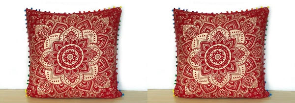 Set Of 2 Cotton Cushion Cover Mandala Couch Pillow Cases Home Decorative Pillows