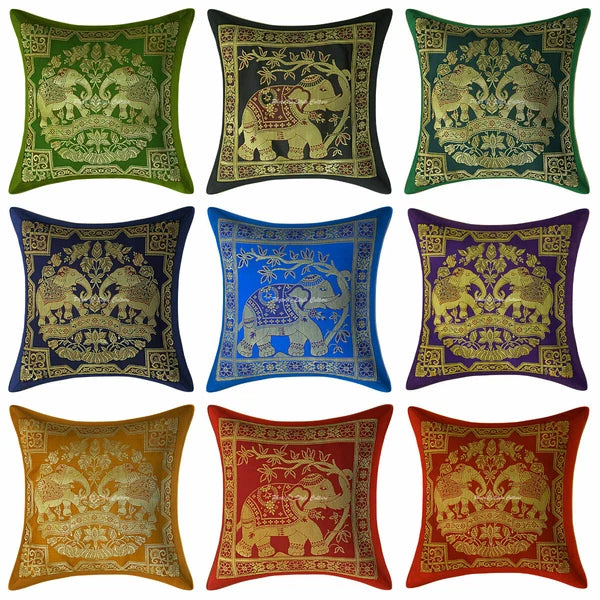 Indian Sofa Cushion Cover Handmade Brocade Silk Pillow Case Cover Throw 12 X 12"