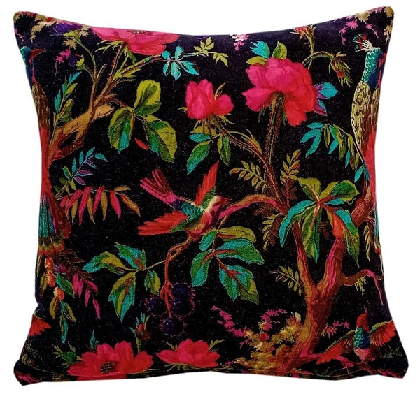 Indian Black Bird Velvet Cushion Cover Home Decor Sofa Decor Pillow Case Covers