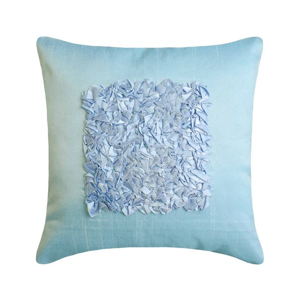Couch Pillow Case Blue 16"x16", Bed Decor Silk Solid Color - Sky Blue Love