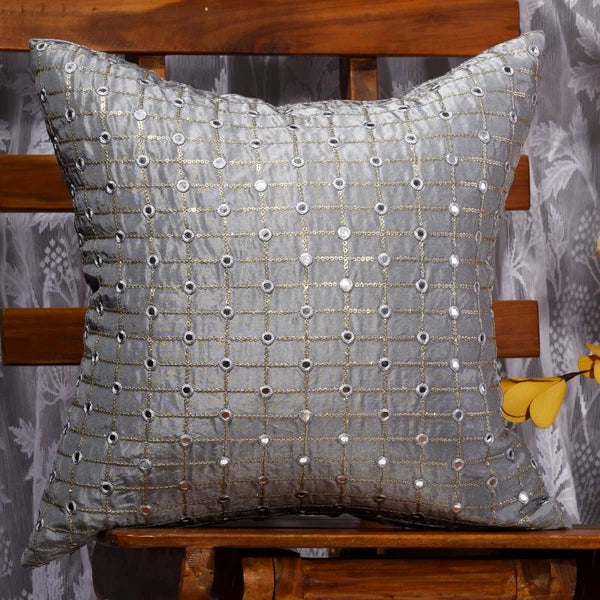 silver pillow cover for couch designer throw pillow embroidered pillow cover 2pc