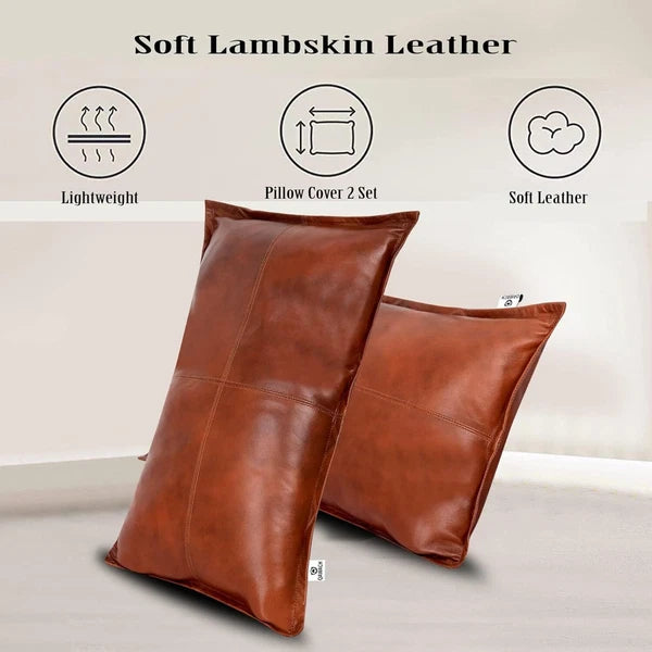 High-quality lambskin rectangular Tan Antique Box Pillow Cover For Sofa Cushion