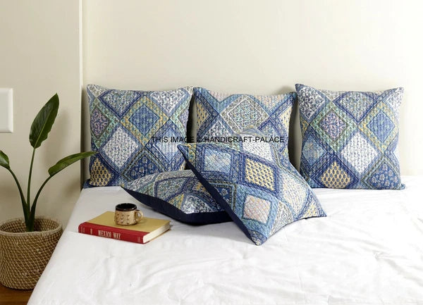 Indian Handmade Kantha Cotton Cushion Cover Bed Pillow Cases Sofa Throw-16"