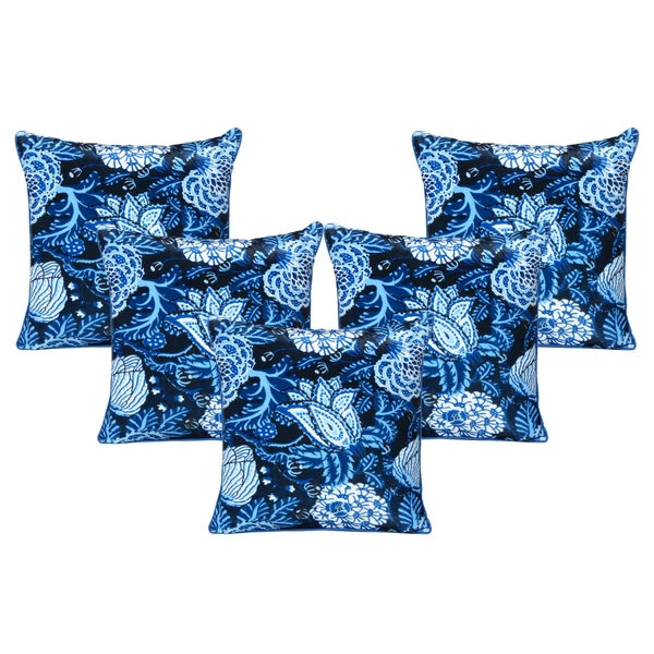 Velvet Cushion Cover Throw Pillowcase Home Sofa Decorative Zipper Blue Flower