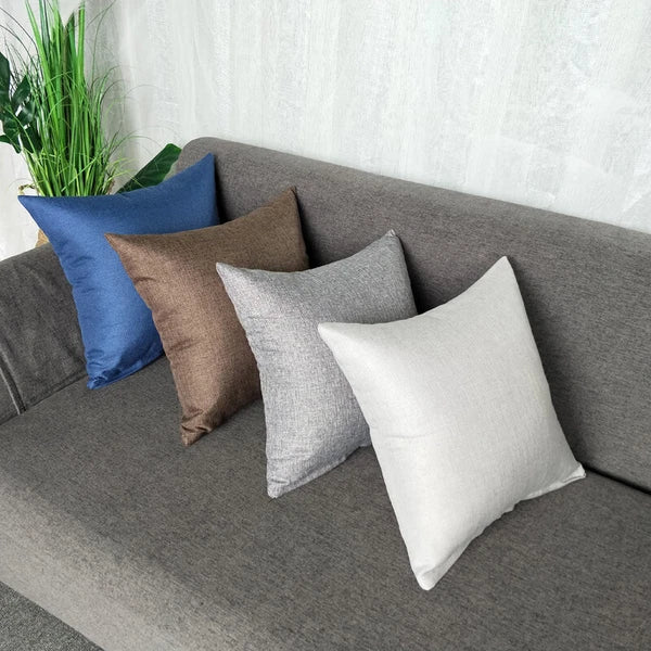 Solid Linen Cushion Cover Throw Pillow Cases for Couch Sofa Bed 16" 18" 20"