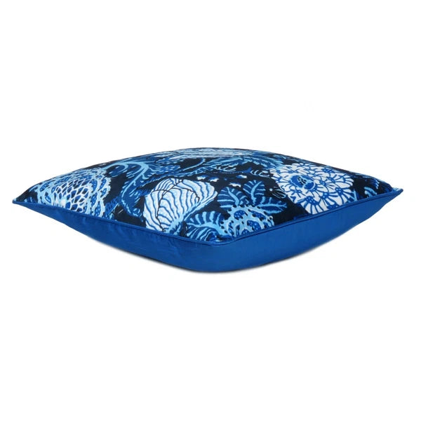 Velvet Cushion Cover Throw Pillowcase Home Sofa Decorative Zipper Blue Flower