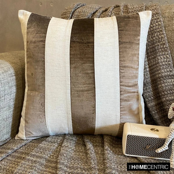Square Couch Pillow Cover Brown 16"x16", Bed Decor velvet - Velvet Band Choco