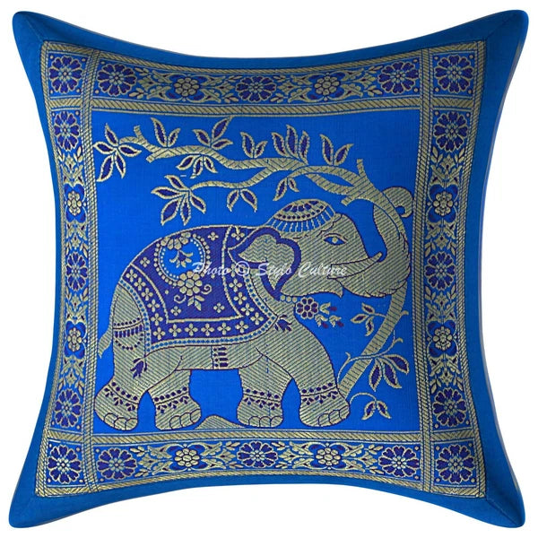 Indian Sofa Cushion Cover Handmade Brocade Silk Pillow Case Cover Throw 12 X 12"
