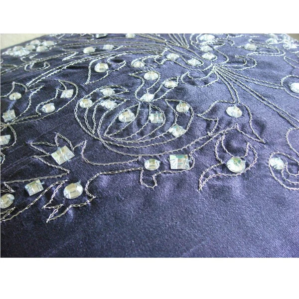Square Couch Pillow Case Blue 16"x16", Bed Decor Silk Fabric - Crystal Damask