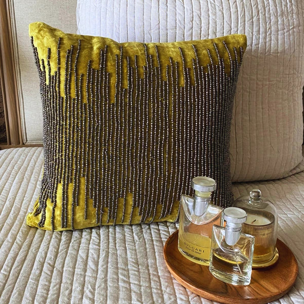 Decorative Sofa Cushion Case Green 16"x16", Bed Decor Velvet - Chartreuse Spill
