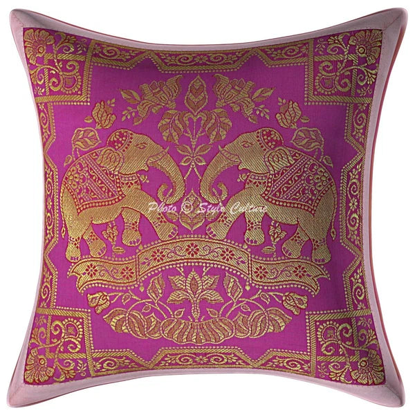 Indian Sofa Cushion Cover Handmade Brocade Silk Pillow Case Cover Throw 12 X 12"